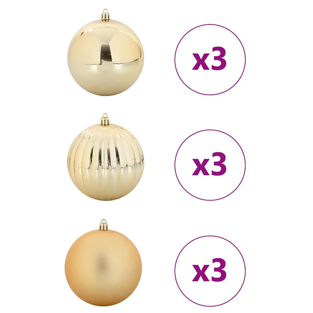 Christmas Bauble Set 9 pcs Gold